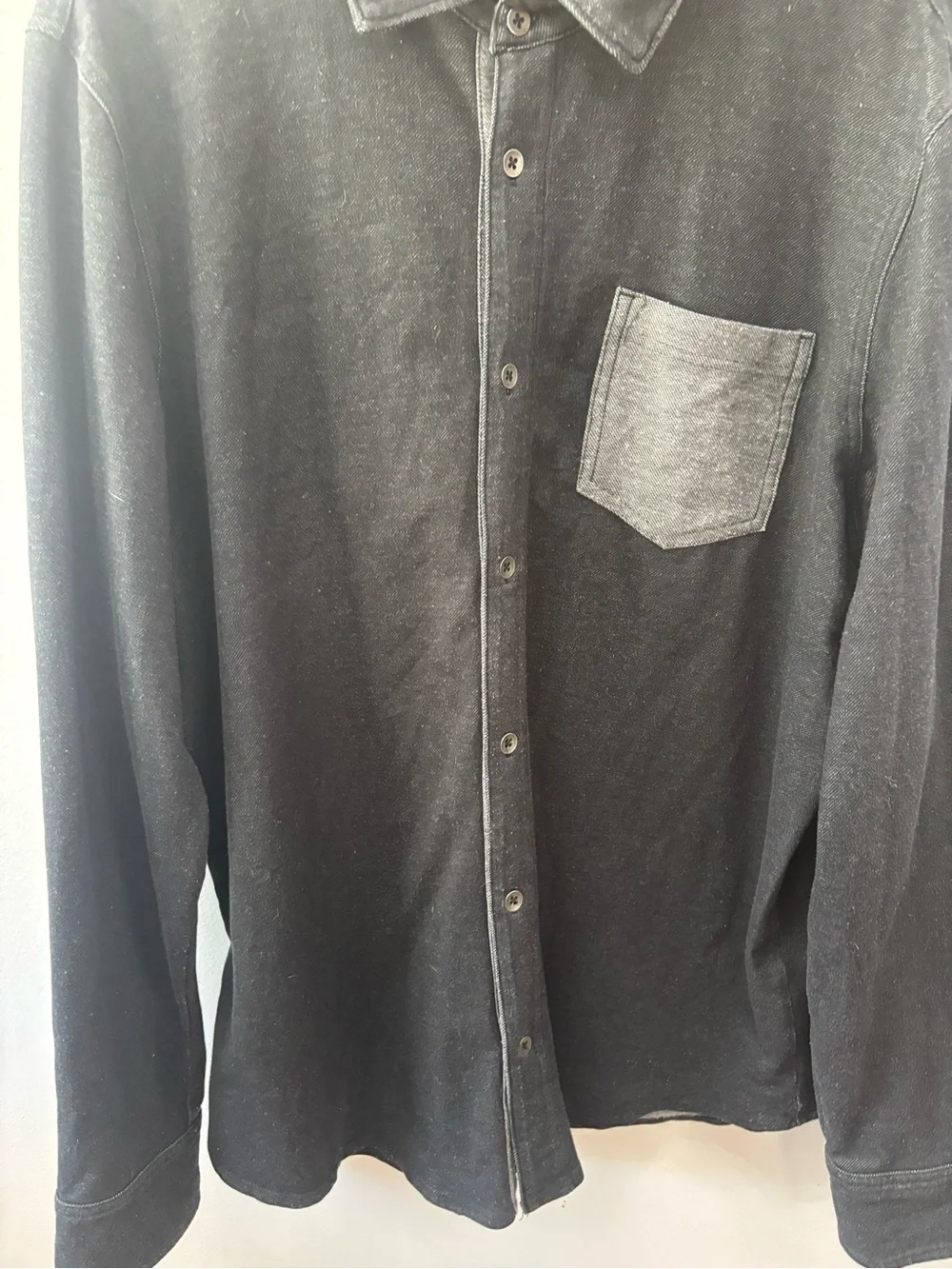 Banana Republic Shirt Mens XL Charcoal Black Heather Collared Long Sleeve